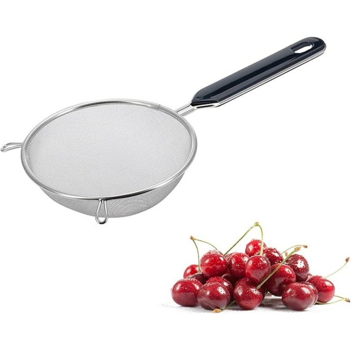 Strecuratoare bucatarie, 25x10.5x3.5cm, inox si plastic, argintiu-negru
