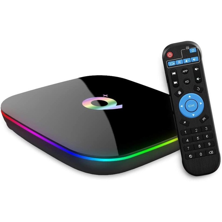 Media player Android 9.0, 4GB RAM, 32GB, negru, 10x10x2cm