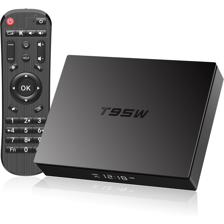 Media player Android 11, 4GB RAM 32GB ROM, Quad-Core, WiFi dual band, Ethernet, Bluetooth 5.0, 4K, negru