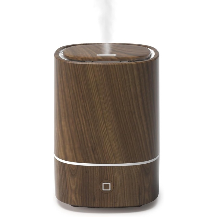 Difuzor ulei esential, 125ml, ultrasonic, umidificator, lumina LED 7 culori, auto-oprire, maro