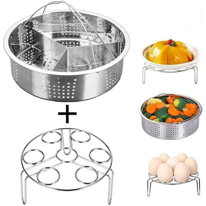 Set 3 piese accesorii pentru gatit cu aburi, otel inoxidabil, 21x6.3cm