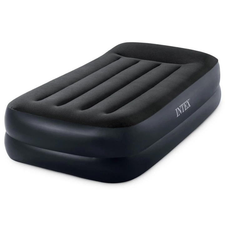 INTEX Dura Beam Standard Pillow Rest Raised 202872948 DC felfújható matrac, Beépített elektromos pumpa, Egyszemélyes, 99 x 191 x 42 cm, Fekete