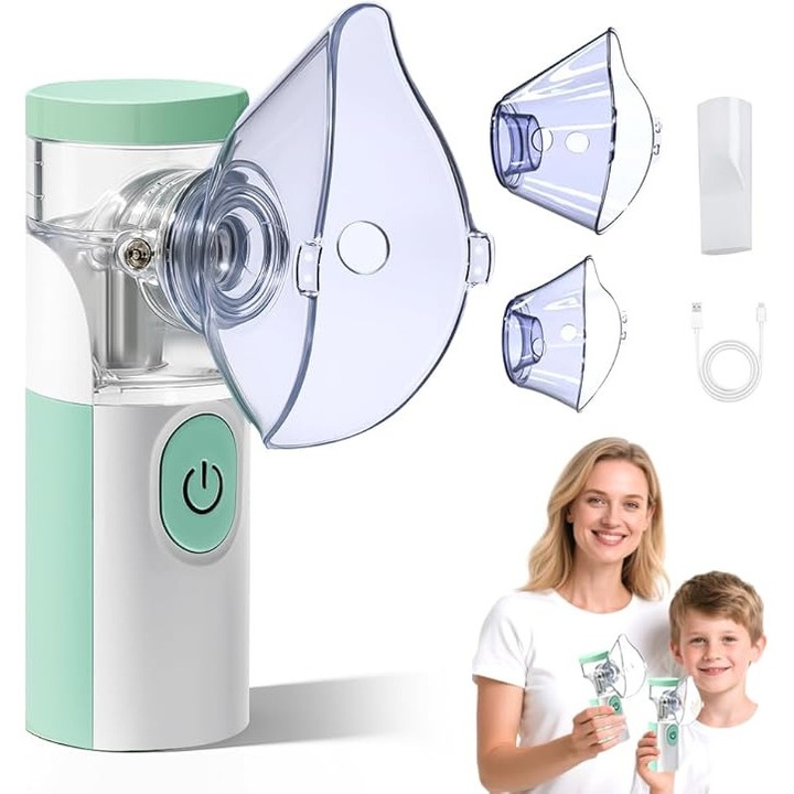 Nebulizator portabil reincarcabil, silentios, capacitate 25ml, masca adult si copil
