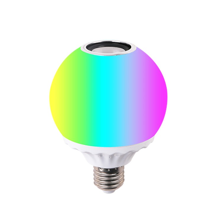 Okos LED zenei izzó, Bluetooth hangszóró, színváltós, E27, többszínű, 7W