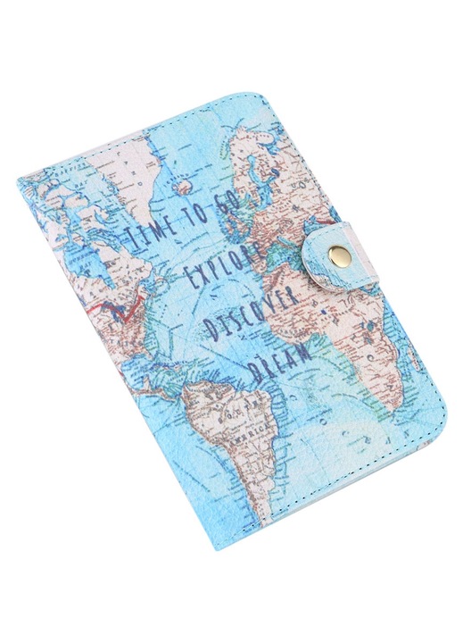 Portofel de calatorie cu imprimeu, organizator documente, multicolor, 10x15cm