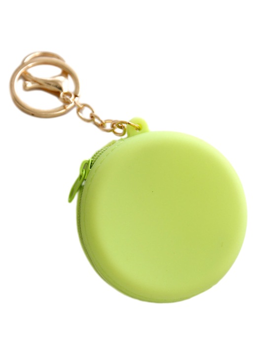 Portofel monede silicon verde cu fermoar multifunctional mic