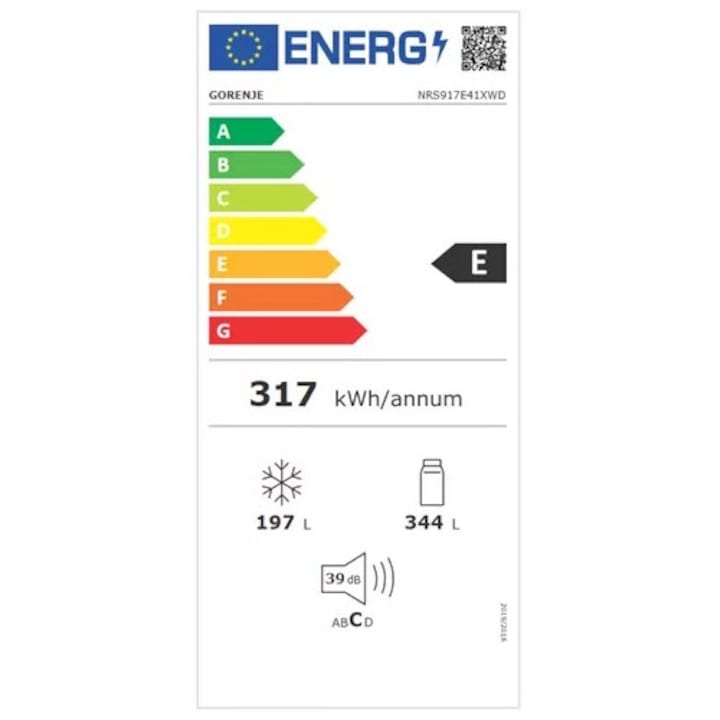 Frigider cu congelator Side by side Gorenje NRS917E41XWD, NoFrost Plus, Dozator, Display LED, Clasa energetică E, Gri