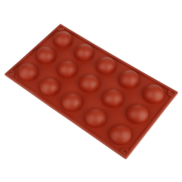 Félgömb alakú szilikon forma 15 üreggel, rugalmas, tartós, 15x15cm