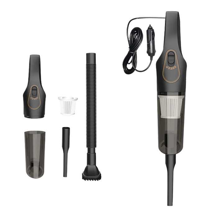 Aspirator portabil auto si casa, putere mare, compact, alb, mic