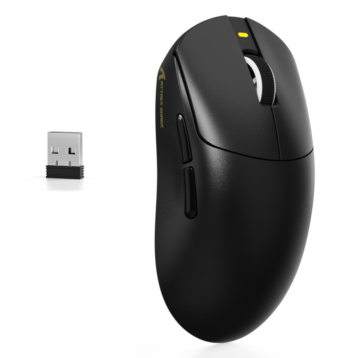 Безжична геймърска мишка ATTACK SHARK X8 SE, Ултра лека 55g, Три режима (Bluetooth/2.4G/Кабел), 25000 DPI, Батерия 500mAh, 5 Програмируеми бутона, PC/Mac, Черна