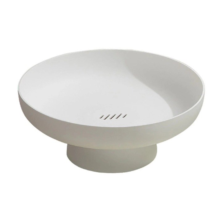 Farfurie fructe multifunctionala, plastic, scurgere, 26x22x8.5cm, alb
