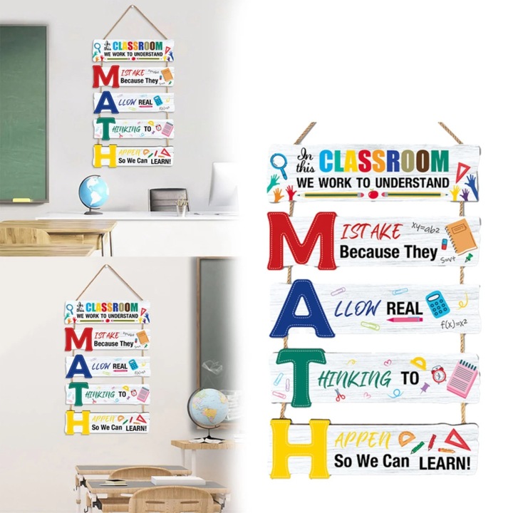 Placa decorativa de perete din MDF ZYBLSSBB LSM2xh9288-BCS0012864, semn suspendat motivational pentru clasa cu design muzical, multicolor, 19 in x 12 in (48.3 x 30.5 cm)
