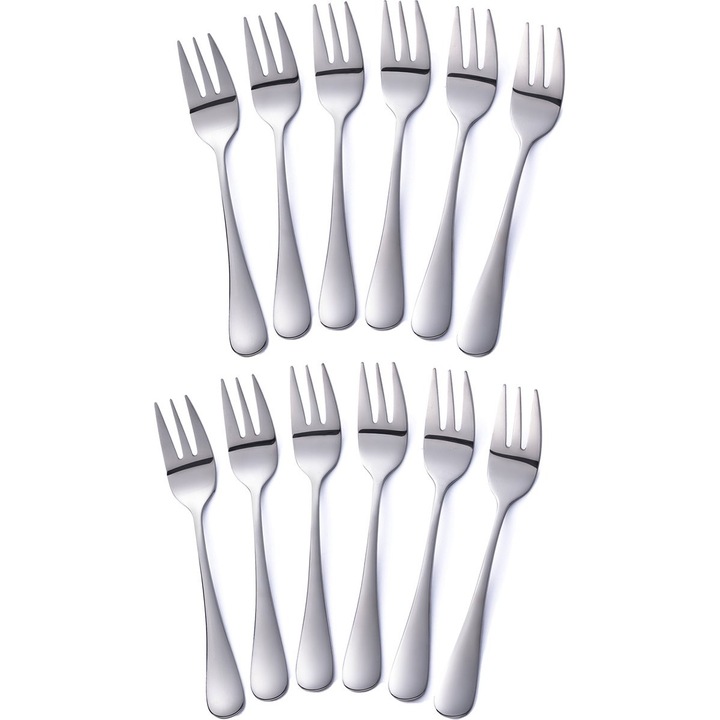 12 db-os desszertvilla készlet, rozsdamentes acél 18/0, ezüst színű, 13.8cm