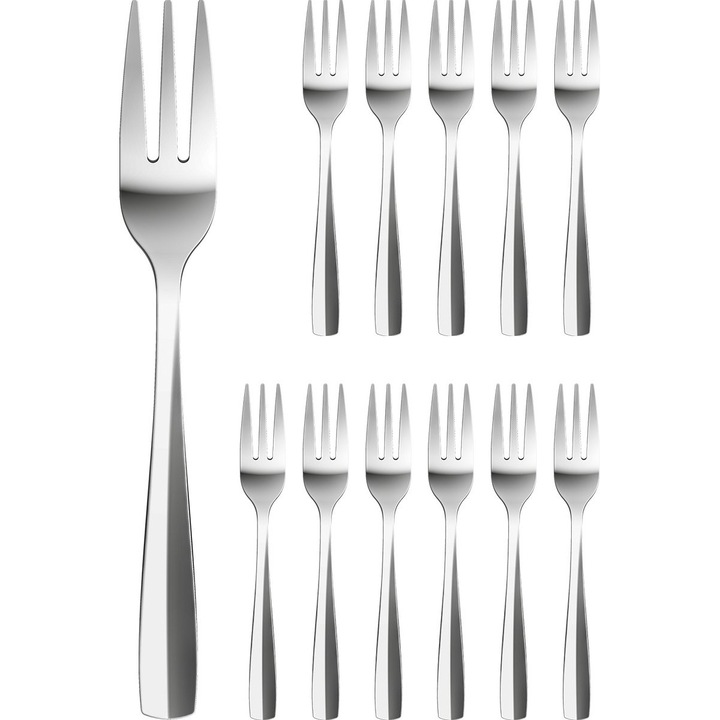 12 db-os süteményes villa készlet, rozsdamentes acél, 13.5cm, ergonomikus, lekerekített