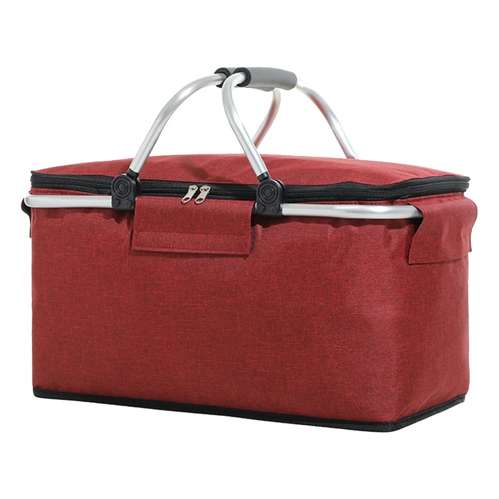 Cos picnic termoizolant pliabil, capacitate mare, negru 40x30x25cm