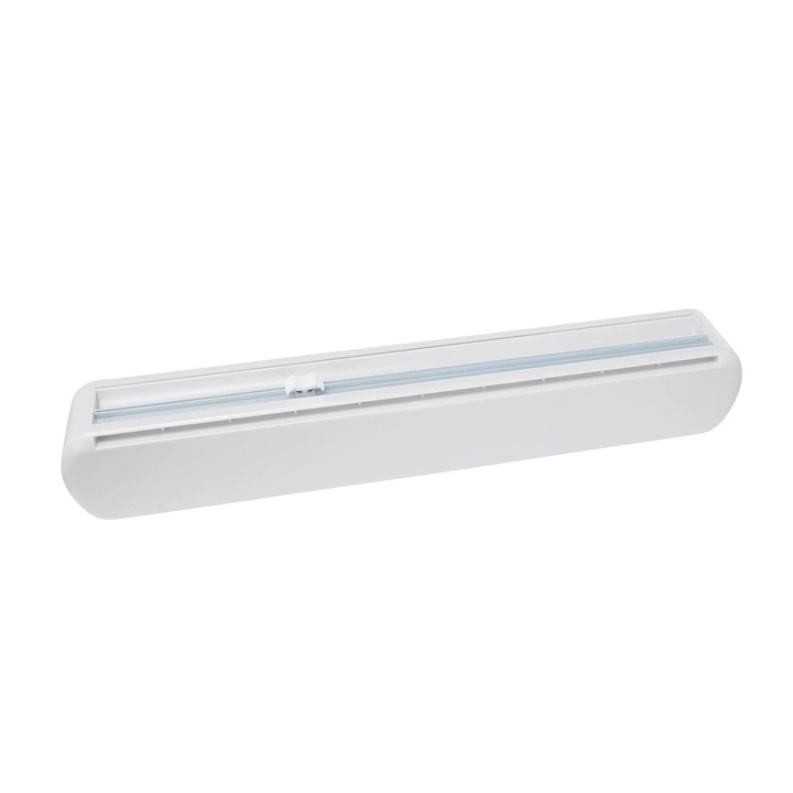 Dispenser folie alimentara, 37x5.2x6.2cm, plastic, cu taietor glisant, reutilizabil