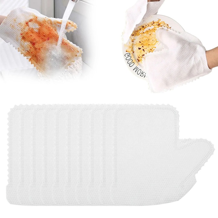 Manusi de curatare reutilizabile, multifunctionale, microfibra, alb, 10x10x0.5cm