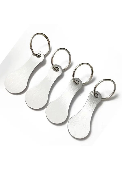 Set 4 brelocuri metalice pentru carucioare, argintiu, 7.4x5.5x2.3cm