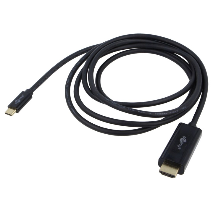 Cablu DisplayPort la USB-C 3m negru Goobay PVC aurit 4K UHD
