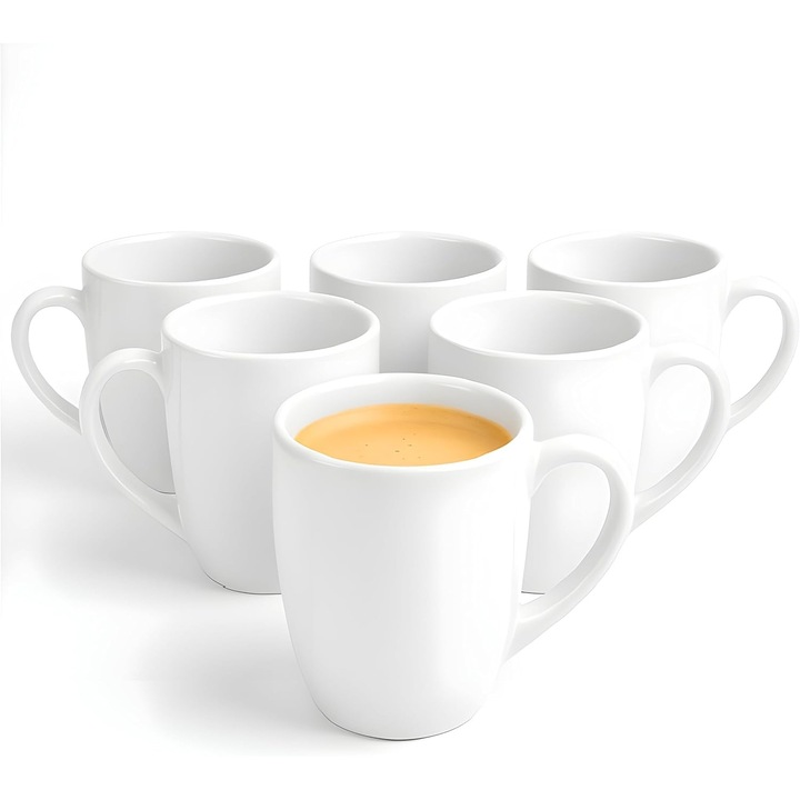 Set 6 cani ceramice albe 300ml 11.8x10.3cm