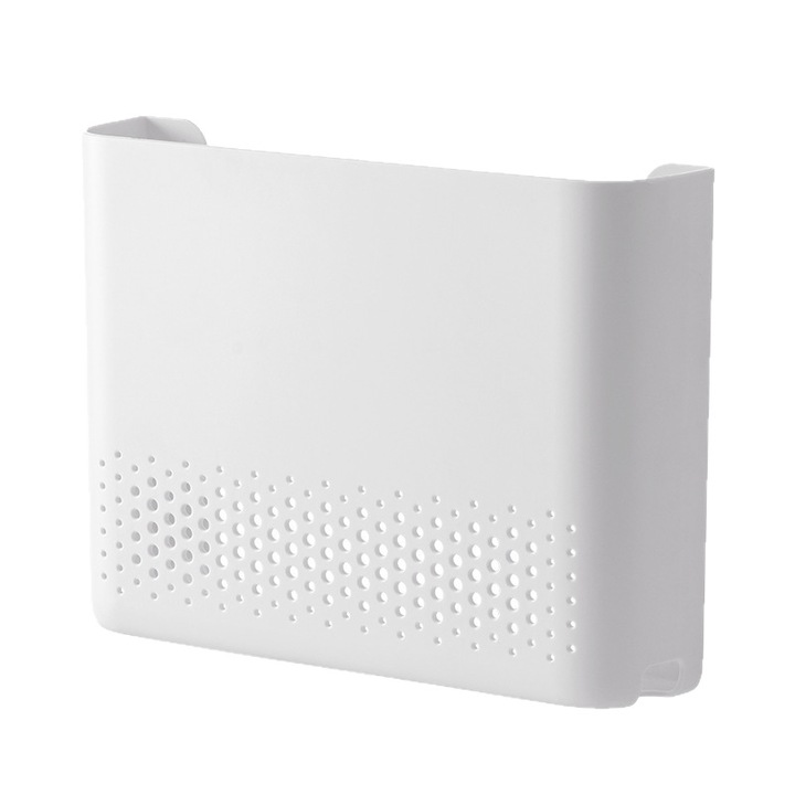 Raft pentru router, suport perete, organizator cabluri, 30x22cm, alb