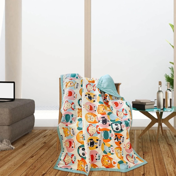 Patura copii YANYXR bumbac spalat subtire vara 110x150cm multicolor