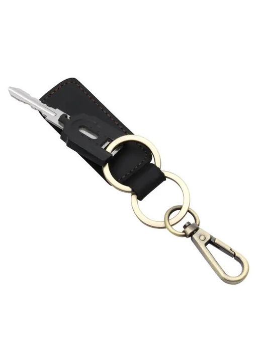 Breloc chei auto piele negru 8x8x2,7cm