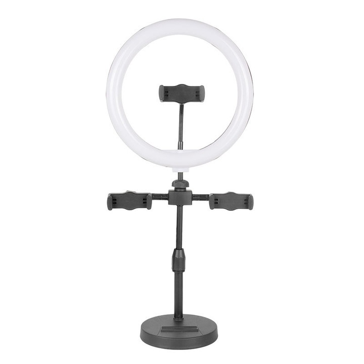 Lumina inelara video 10 inch, reglabila, USB, flexibil, alb cald rece, 55cm