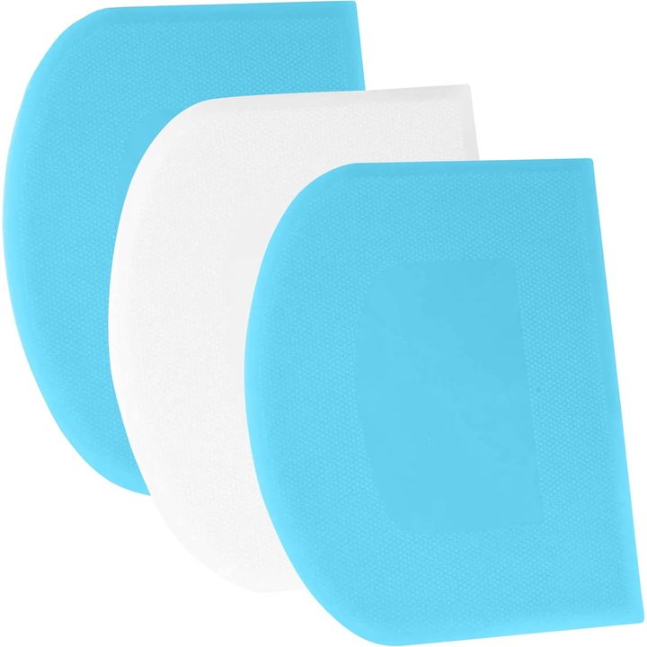 Set 3 raclete albastru alb 12x9.5cm plastic PE flexibil