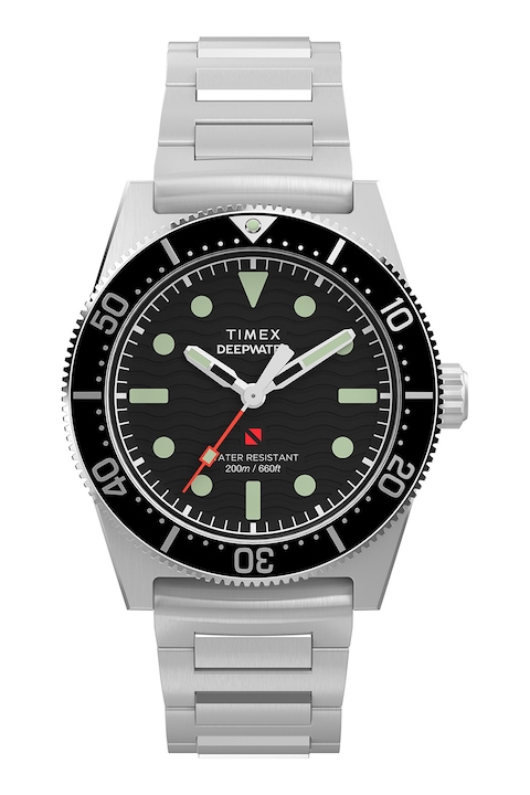 Timex, Ceas cu curea din otel inoxidabil, Argintiu deschis