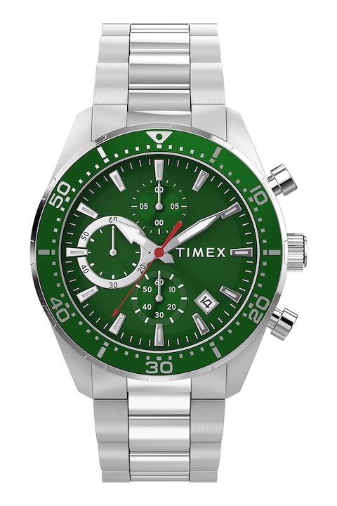 Timex, Ceas cronograf din otel inoxidabil, Argintiu