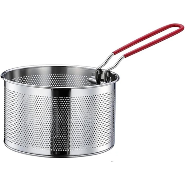 Rozsdamentes acél sütőkosár 16cm ergonomikus fogantyúval
