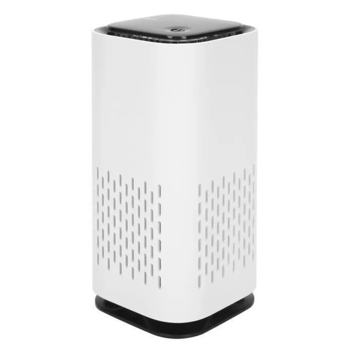 Mini hordozható légtisztító HEPA szűrővel, fekete, USB, 10x10x20cm