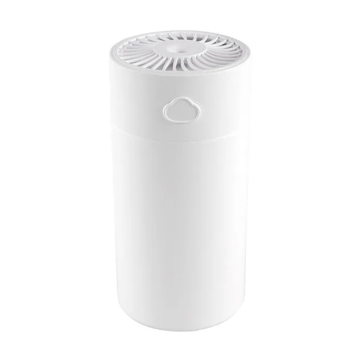 USB hordozható párásító 400ml, csendes, 4-8 óra üzemidő, fehér