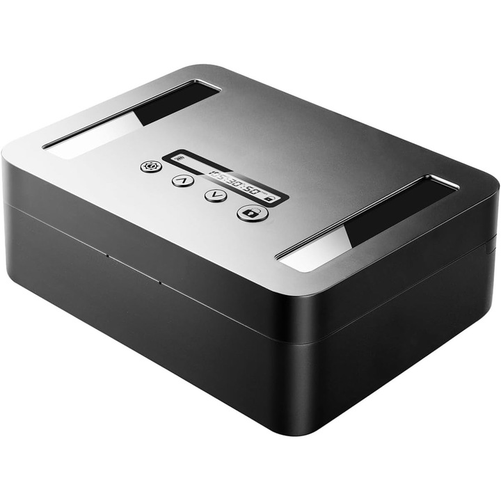 VAYDEER mobiltelefon széf, fém doboz digitális időzítővel, programozható zár 1 perc - 365 nap, USB-C tápellátás és elemek, 2.6 L kapacitás, telefonhoz, kulcsokhoz, konzolokhoz, távirányítókhoz, fekete