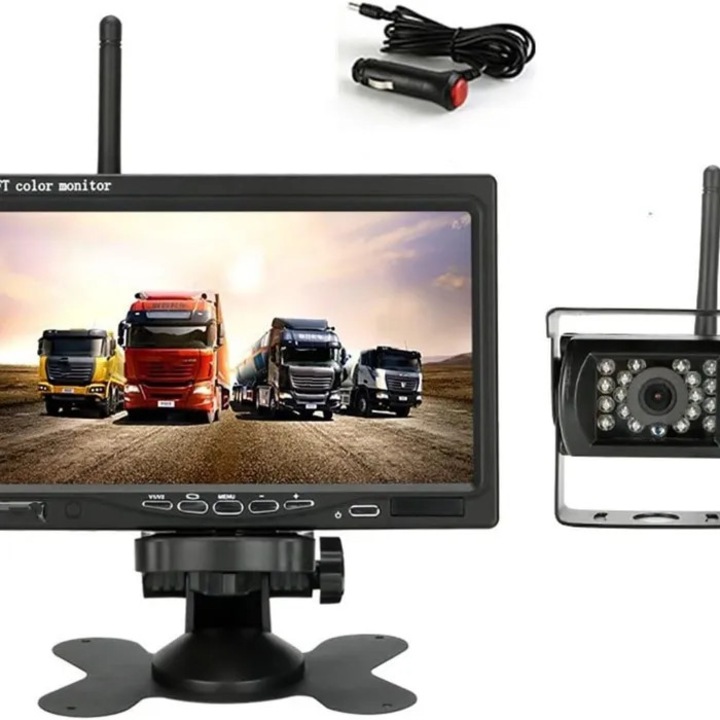 Camera de recul 7 inch 1080P rezistenta la apa IP68, unghi larg, 12-24V