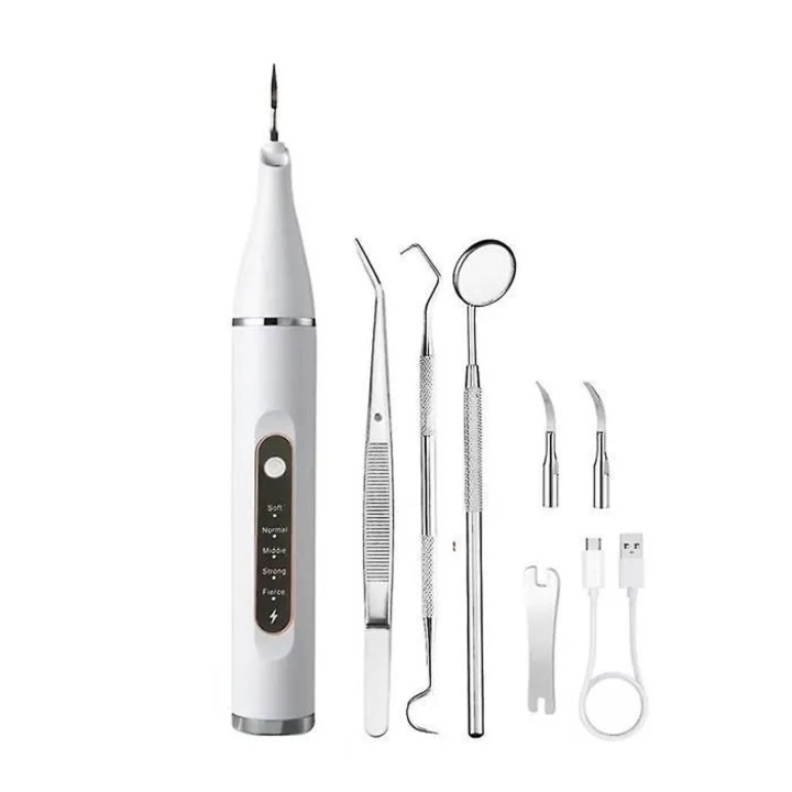 Kit dentar ultrasunete pentru caini si pisici, igiena dentara, alb