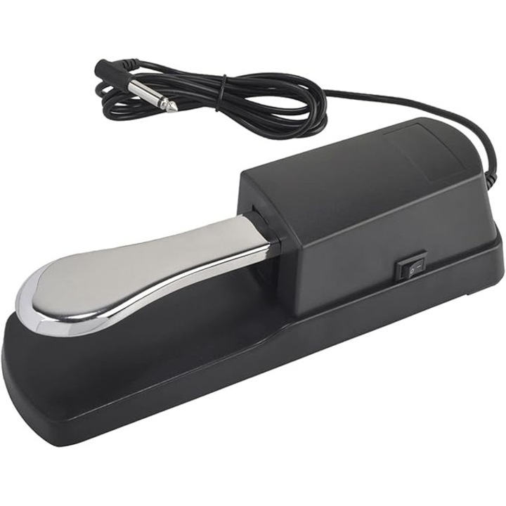 Pedala sustain pentru pian digital, otel inoxidabil, negru, 1.5m cablu