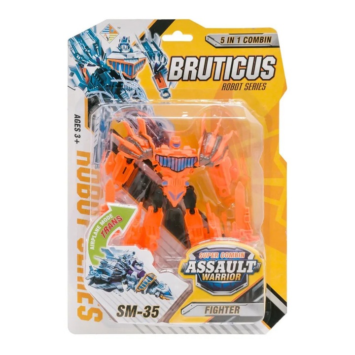 Трансформиращ се робот Bruticus Assault Warrior SM-35 Fighter, 2 в 1, Робот и бойна авиация