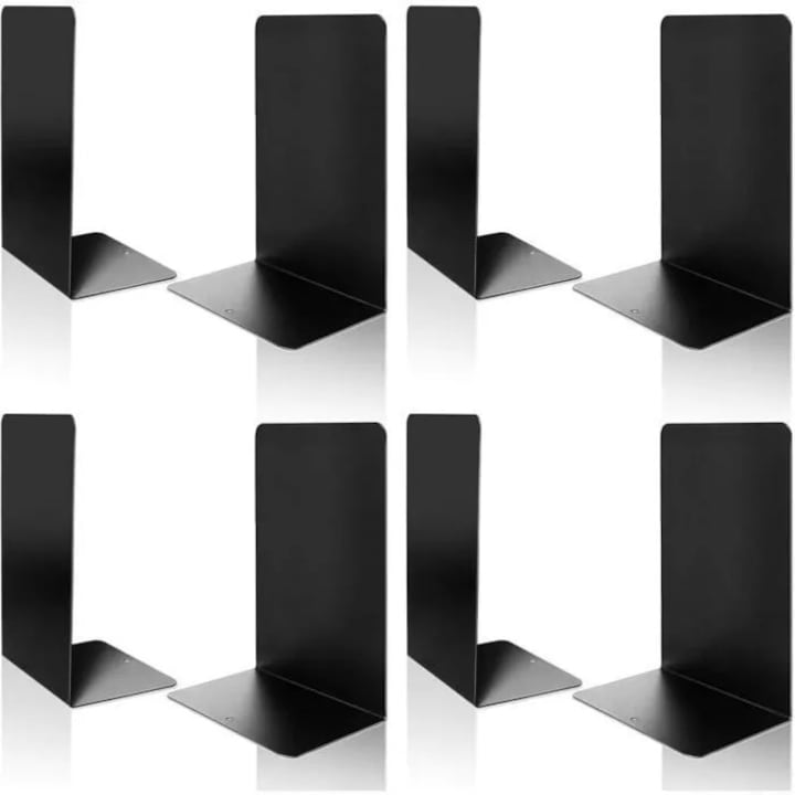 Set 4 perechi suporturi carti metalice negre antiderapante robuste