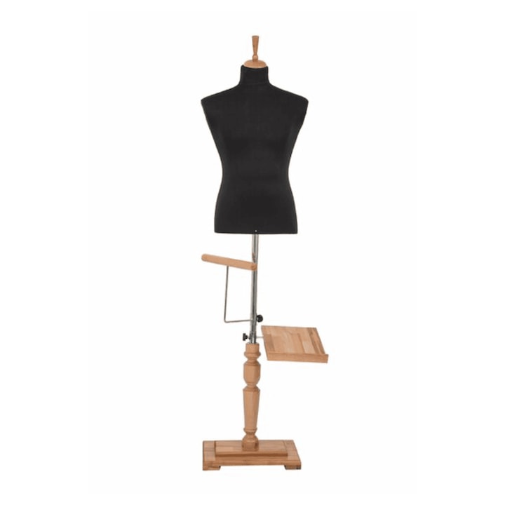 Manechin bărbat M, dimensiuni 46x101cm, suport pantaloni și stativ încălțăminte, poliuretan moale, natural/maro