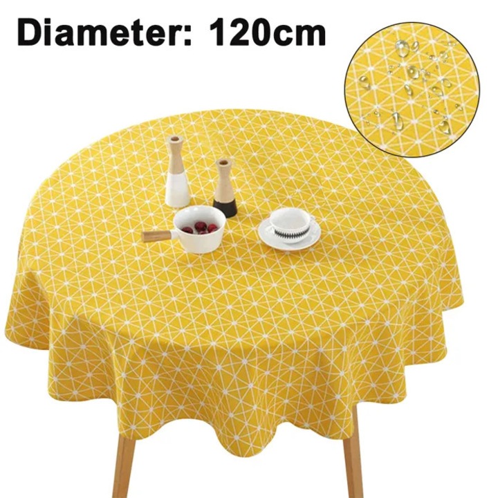 Kerek asztalterítő 120cm, hímzett jutából, boho