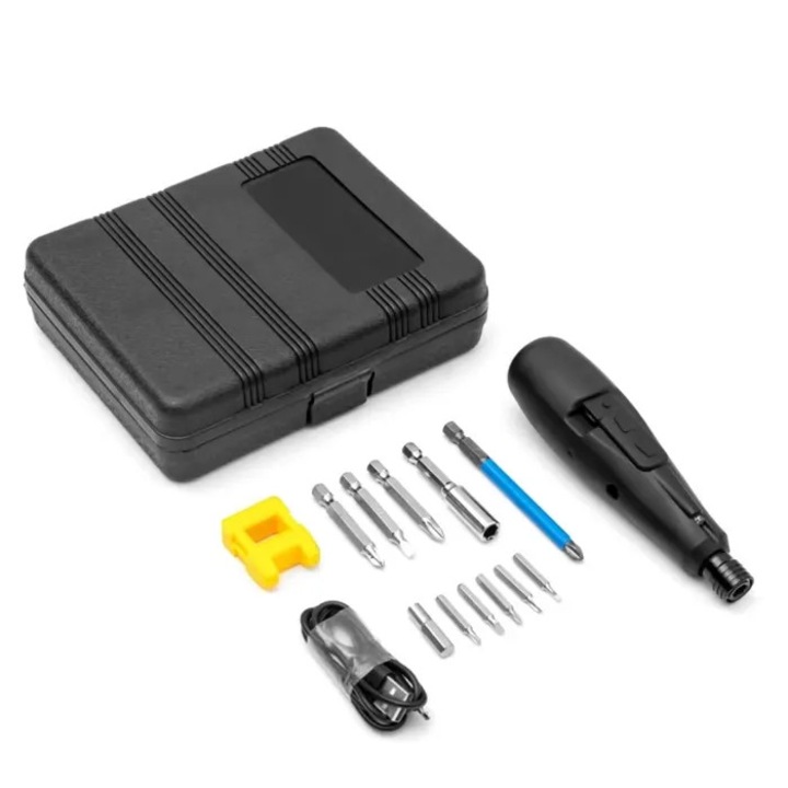 Vezeték nélküli elektromos csavarhúzó, 3.6V, 900mAh, LED, 10 részes készlet, kompakt