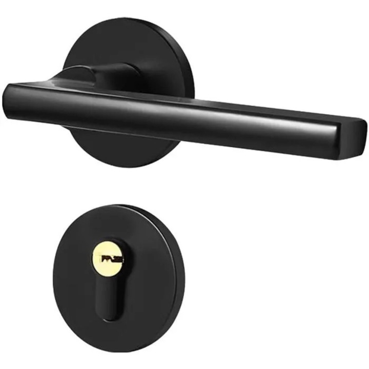 Maner usa interior, design rotund, aluminiu, negru