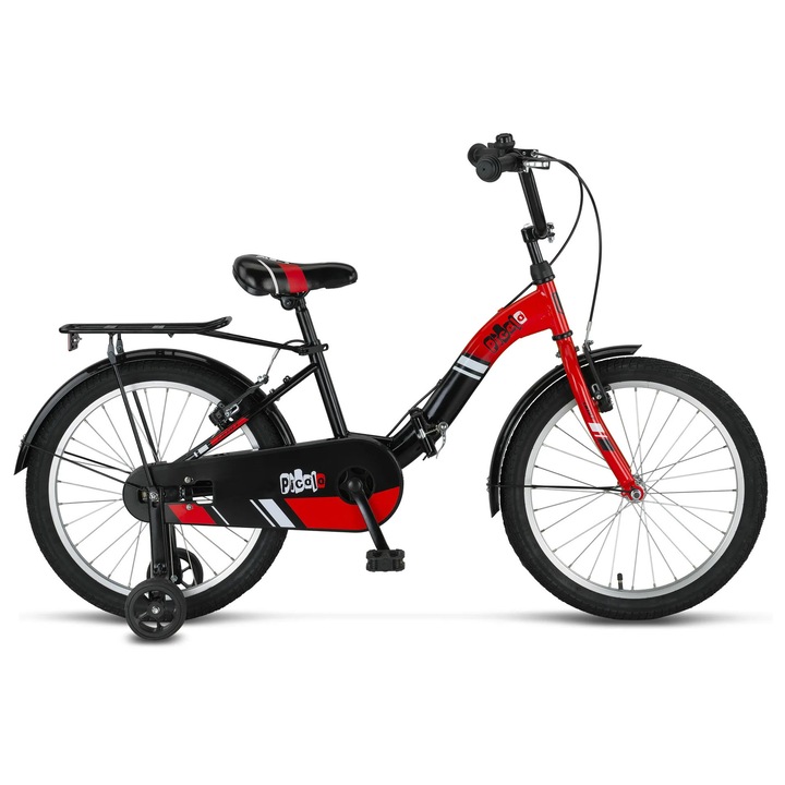 Bicicleta copii UMIT Picolo pliabila, culoare negru/rosu, roata 16", cadru otel