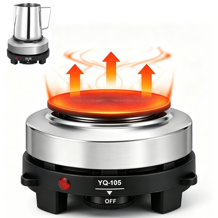 Plita Electrica HALEY HY-1893, 2 Zone de Gatit, Putere 1500W + 1000W, Design Elegant din Otel Inoxidabil