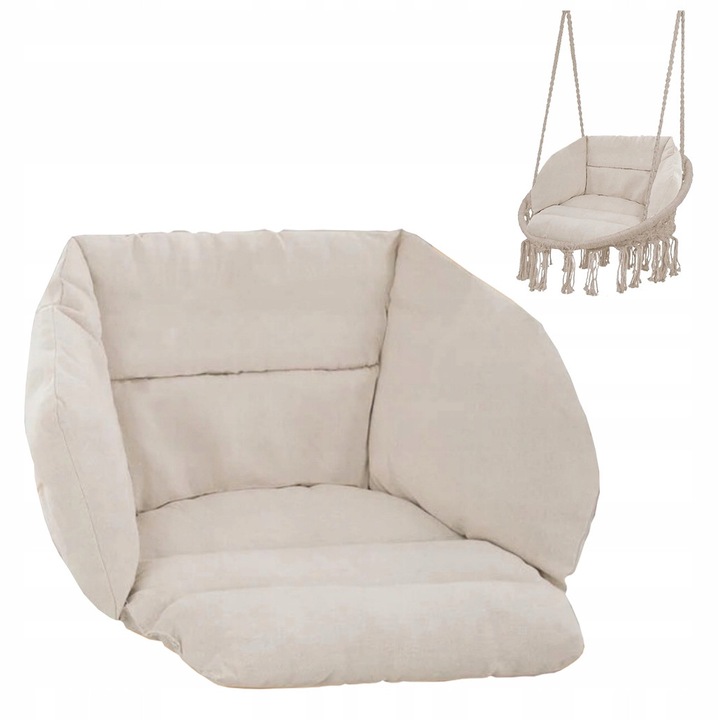 Perna pentru leagan suspendat tip Cuib, impermeabila, 73 x 60 x 10 cm, bej, pentru interior si exterior