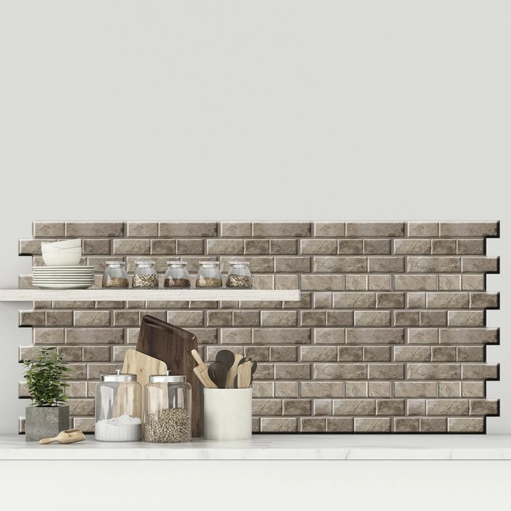 Autocolant perete 3D, set 10 bucati, spuma, impermeabil, 30x30cm, multicolor