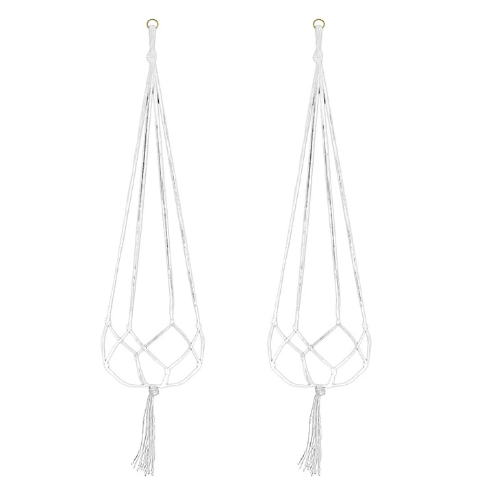 Set 2 Suporturi Plante Agatate Bumbac, 90x105cm, Alb