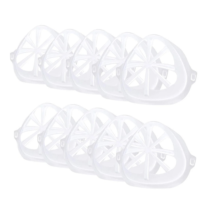 Suport masca reutilizabil 3D, alb, 10x9x4.2cm, set 10 bucati
